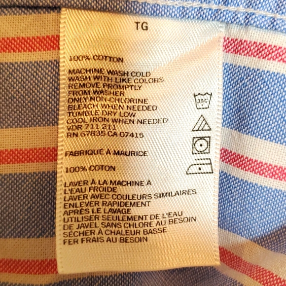 NAUTICA L BLUE & RED STRIPPED LONGSLEVE BUTTON UP - Picture 4 of 4
